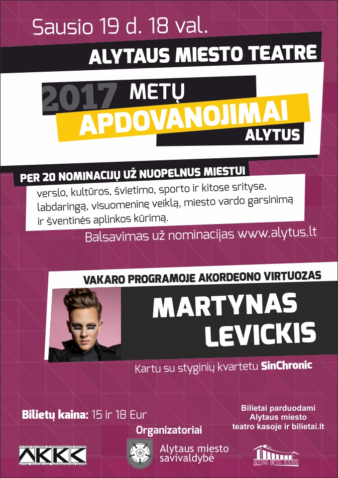 Alytaus metų apdovanojimų vakaro siurprizas – Martyno Levickio koncertas