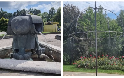 Alytuje – dar daugiau traukos objektų: skvere atgimė fontanas, o parke įrengtas atgaivą suteikiantis skėtis
