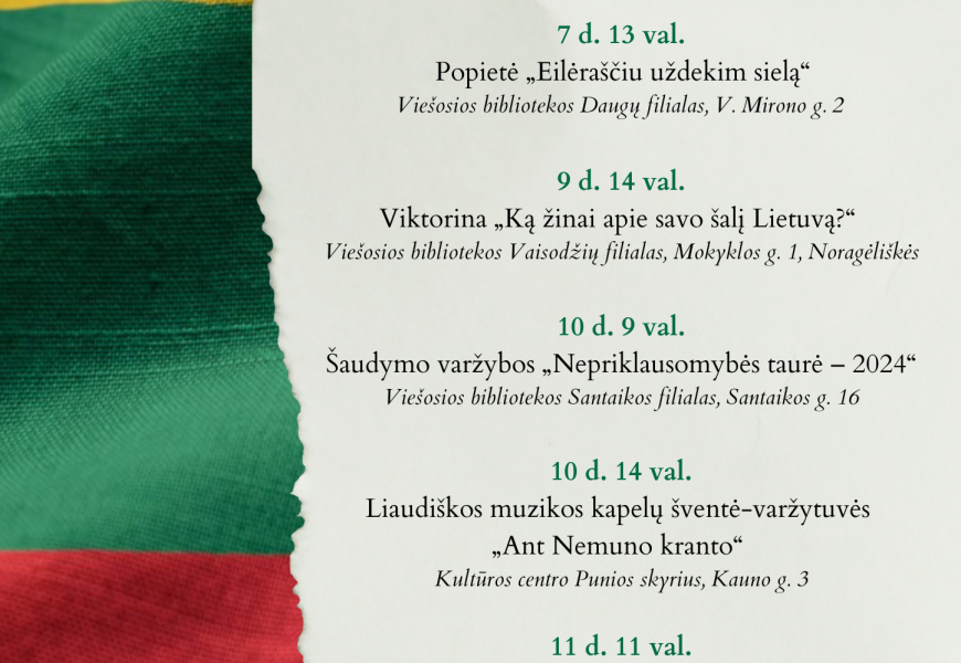 Švęskite atkurtą Lietuvos nepriklausomybę Alytaus rajone!