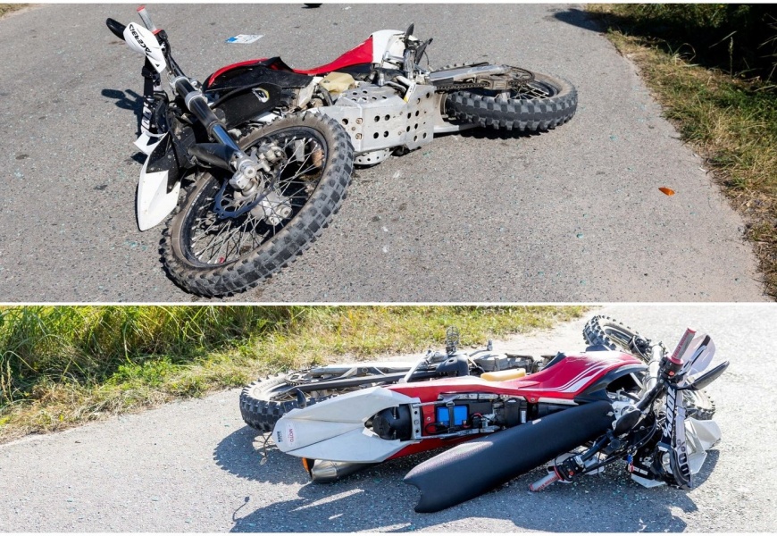 Girtas krosinio motociklo vairuotojas trenkėsi į „Toyota“ – išvežtas į ligoninę