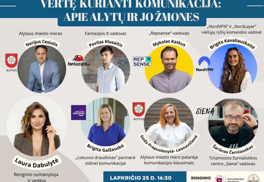 Alytiškiai Vilniuje bus kviečiami į išskirtinį renginį „Vertę kurianti komunikacija”: šių metų tema – Alytus ir jo žmonės