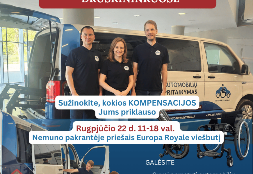 Druskininkuose pristatys automobilio pritaikymo sprendimus ir valstybės kompensavimo galimybes Druskininkuose pristatys automobilio pritaikymo sprendimus ir valstybės kompensavimo galimybes