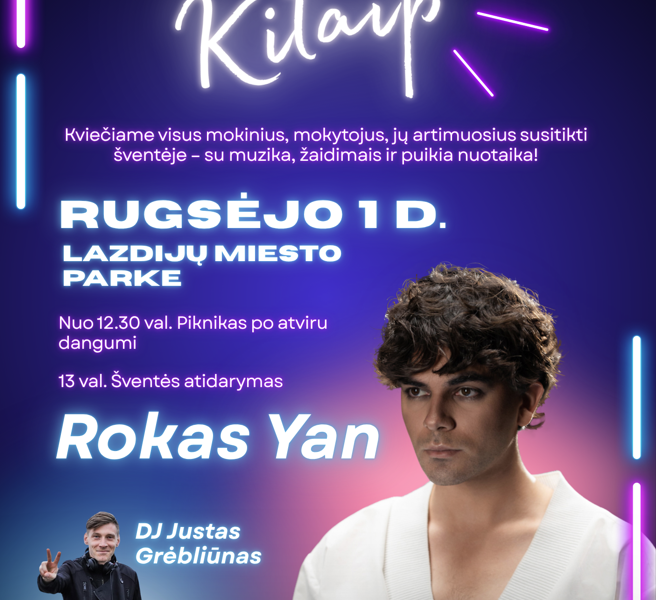 Rugsėjo 1-osios šventė Lazdijuose – koncertuos Rokas Yan Rugsėjo 1-osios šventė Lazdijuose – koncertuos Rokas Yan
