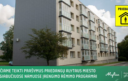 Kviečiame teikti prašymus priedangų Alytaus miesto daugiabučiuose namuose įrengimo rėmimo programai